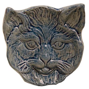 Coupelle Chat en faïence estampée, bleu gris