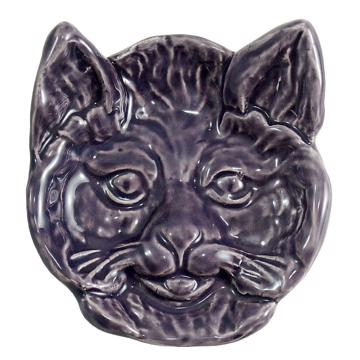 Cat dish in stamped earthenware, purple