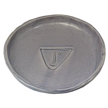 Visage dish in earthenware, lila