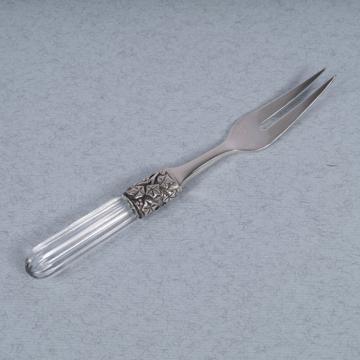 Fidélio two tooth fork in silver plated and cristal