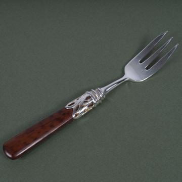 Saba cake fork in wood and silver