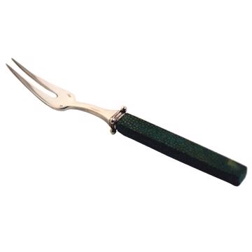 Galuchat snail fork  in real leather, dark green [3]