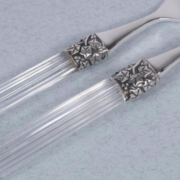 Fidélio fork in silver plated and cristal, transparent, table [2]