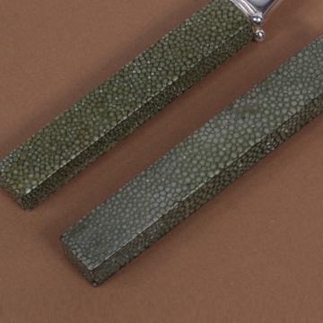 Fourchette Galuchat en cuir véritable, vert foncé, table  [3]