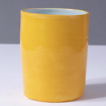 Alagoa Cup in turned earthenware, yellow orange, green interior [2]