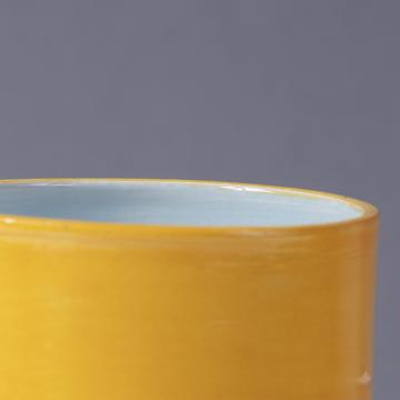 Alagoa Cup in turned earthenware, yellow orange, green interior [3]