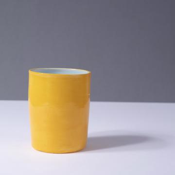 Alagoa Cup in turned earthenware, yellow orange, green interior [1]