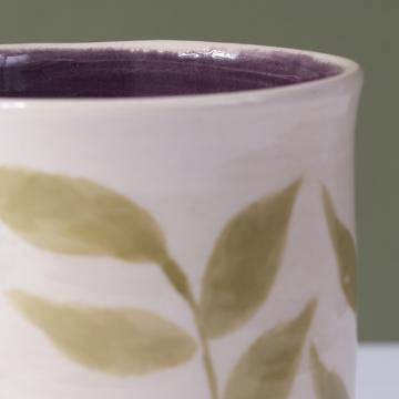 Leaves Cup in turned earthenware, purple [2]