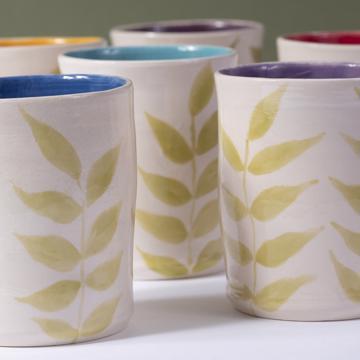 Leaves Cup in turned earthenware, multicolor, set of 6 [3]