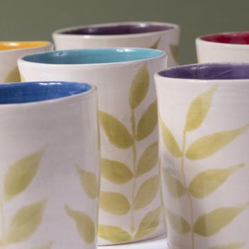 Leaves Cup in turned earthenware, multicolor, set of 6 [1]