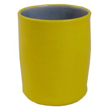 Alagoa Cup in turned earthenware, yellow orange, green interior