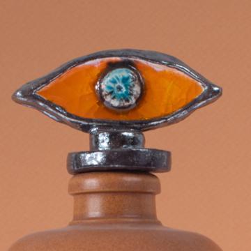Bouteille Oeil en Faïence et Grès, orange vif, 1 l [2]