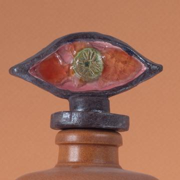 Bouteille Oeil en Faïence et Grès, vieux rose, 1 l [4]