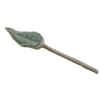 Cuillère Feuille en porcelaine façonnée, vert menthe, feuille pointue