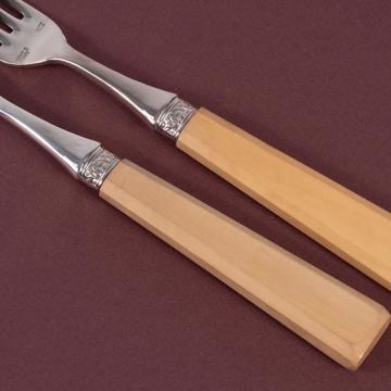 Fourchette Kérylos en bois de buis, jaune paille, dessert [2]