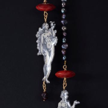 Lariat Adam et Ève en découpage et perles, noir [4]