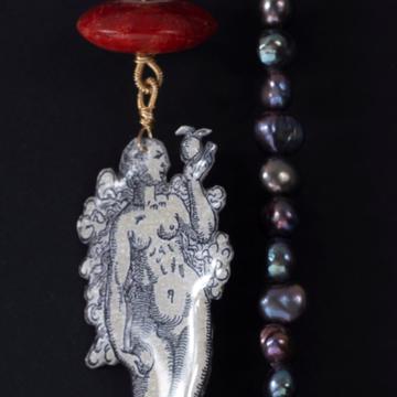 Lariat Adam et Ève en découpage et perles, noir [6]