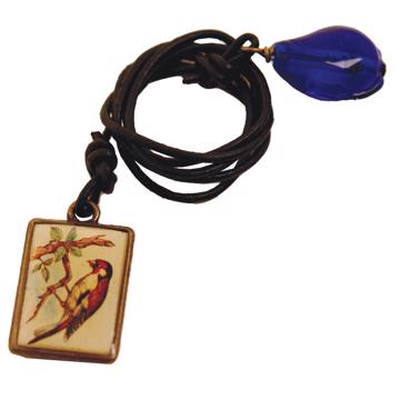 Book Mark in resin and leather, multicolor, bird [3]