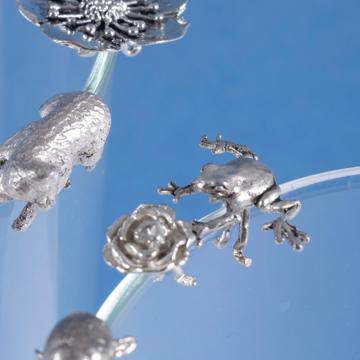 6 Marques verre en métal argenté ou doré, argent, série jardin [4]