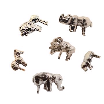 6 Marques verre en métal argenté ou doré, argent, série safari [3]