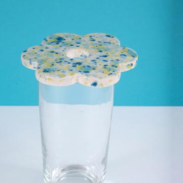 Mini pique-fleurs en faïence , bleu clair [5]