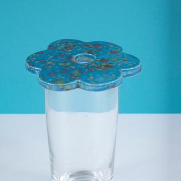 Mini Flower pic in earthenware , sky blue [5]