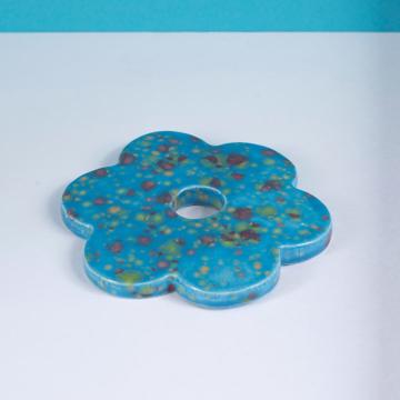 Mini Flower pic in earthenware , sky blue [2]