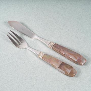 Pacific fish cutlery in mother of pearl inlaid