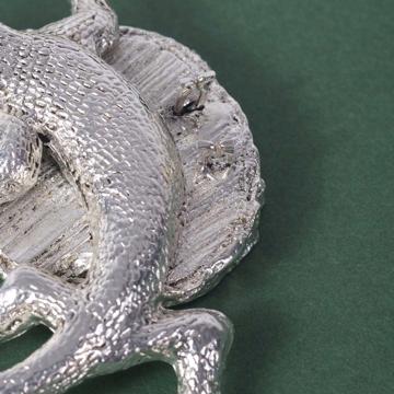 Porte carte Lézard en métal argenté ou doré, argent [2]