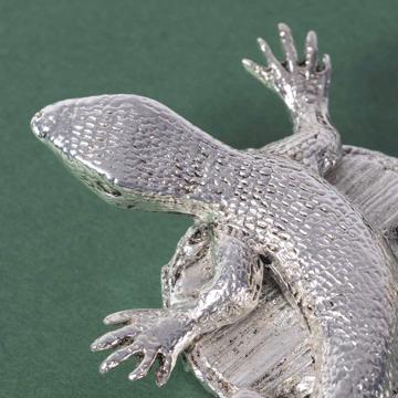 Porte carte Lézard en métal argenté ou doré, argent [4]