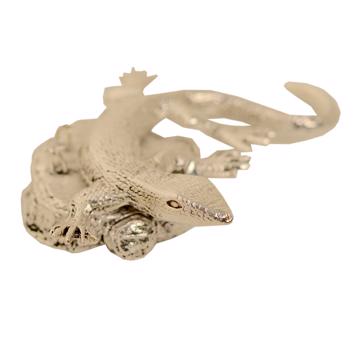 Porte carte Lézard en métal argenté ou doré, argent