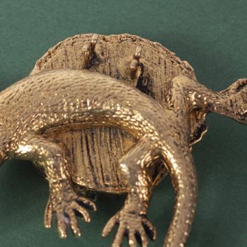Porte carte Lézard en métal argenté ou doré, or [2]