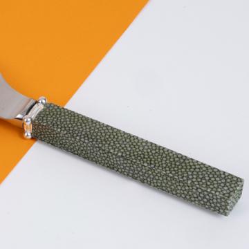 Pelle à tarte Galuchat en cuir véritable, vert foncé [4]