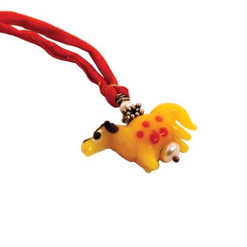 Pendentif Cheval en verre filé, jaune orange [3]