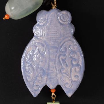 Pendentif Cigale en faïence et cuir, lila [2]