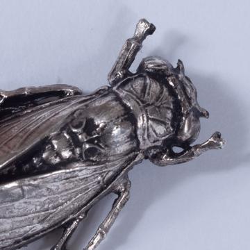 Grand pin's Cigale en métal doré ou argenté, argent [2]