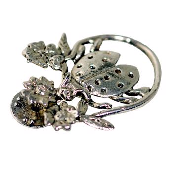 Pin's porte lunettes Coccinelle en métal argenté ou doré, argent [5]