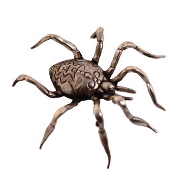 Grand pin's Araignée en métal doré ou argenté, argent