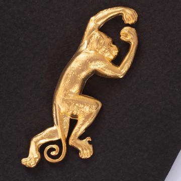 Pin's Singe en cuivre argenté ou doré, or mat [2]