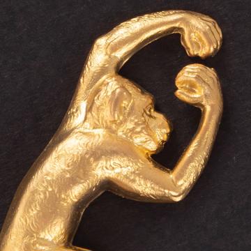 Pin's Singe en cuivre argenté ou doré, or mat [4]