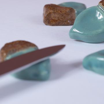 4 Porte Couteau Gland en Céramique, vert mer [2]