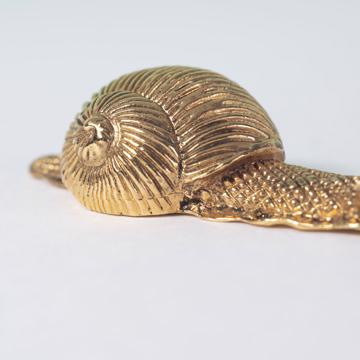 Porte couteau Escargot en métal patiné, or [2]