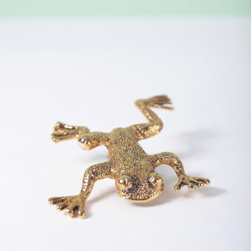 Porte couteau Grenouille en métal argenté ou doré, or [1]