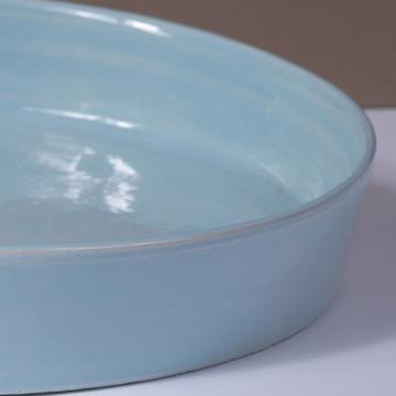 Crato dishes in turned Earthenware, light blue, 18 cm diam. [4]