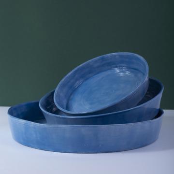 Plats Crato en faïence tournée, bleu france, set de 3 [1]