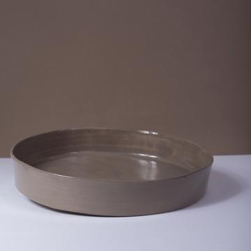 Plats Crato en faïence tournée, taupe, 18 cm diam. [1]