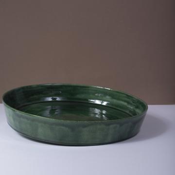 Plats Crato en faïence tournée, vert foncé, 23 cm diam. [1]