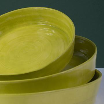Plats Crato en faïence tournée, vert péridot, set de 3 [2]