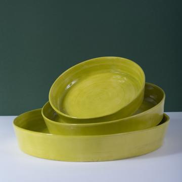 Plats Crato en faïence tournée, vert péridot, set de 3 [1]
