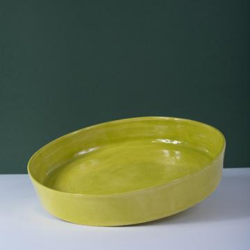 Plats Crato en faïence tournée, vert péridot, 23 cm diam. [1]